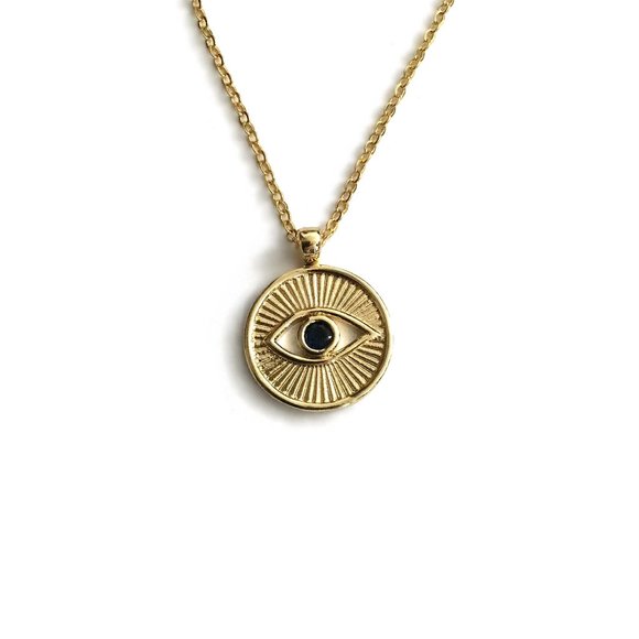 Evil Eye Pendant Necklace with a blue cubic zirconia stone - Picture 5 of 5